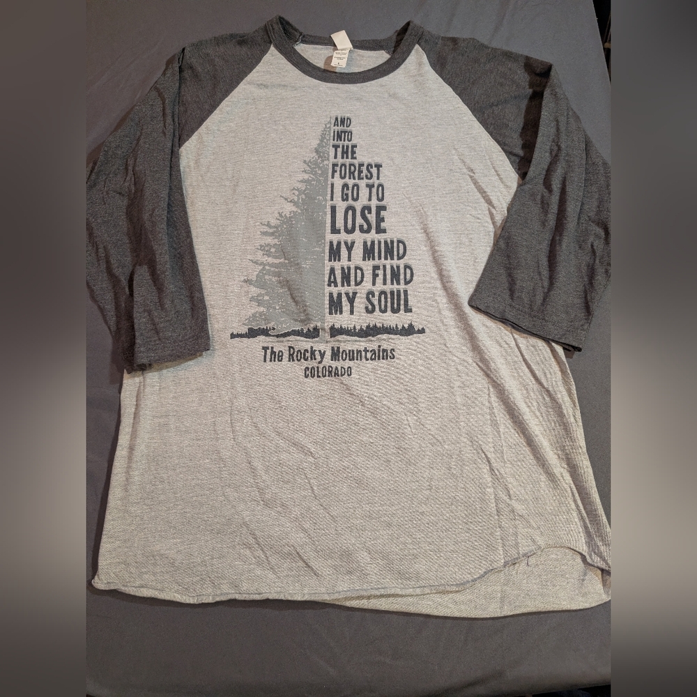 Gray Graphic Raglan Tee